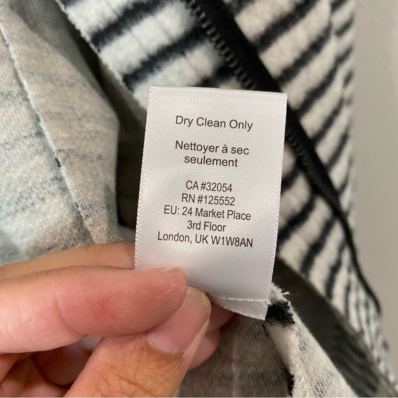 Anthropologie Dolan Striped Full Zip Jacket Black White Fleece X-Large - Picture 10 of 12